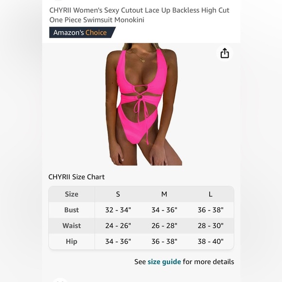 Pink One Piece Swimsuit with cutout - Picture 7 of 10